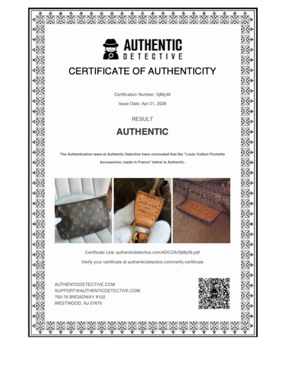 Louis Vuitton Pochette Accessoires & COA, Dust Bag - Picture 17 of 17